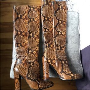 Aldo Leather Snake Print Boots